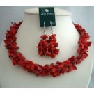 NS349  Simulated Semi Precious Corals Nuggets Beads Trendy Funky Jewelry Necklace Set