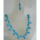 NS462  Turquoise Teardrop Barrel & Round Beads Necklace Set Handcrafted Cusotom Jewelry Set