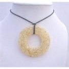 N470  Natural Shell Cream Pendant Laminated Shell Pendant Necklace Black Chord Necklace