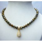 N398  8mm Cinnamon Crystals Necklace Genuine Swarovski Dorado Crystals Necklace