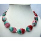 N397  Genuine 100% Fancy Agate Oval Flat 25mm x 20mm Beads w/ Silver Spacing