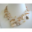 N564  Golden Beads Multi Shell In Multstrings Necklace