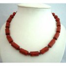 N366  Genuine Coral Red Cylindrical Beads New & Latest Beads Handcrafted Fine Jewelry Necklace