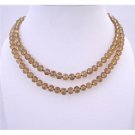 N248  Bridal Bridemaides Long Necklaces Simulated Crystals Round Beads Somked Topaz Crystals