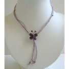 N421  Butterfly Necklace Purple Butterfly w/ Cute Tassel