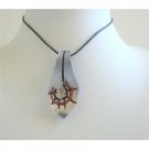 N460  Soothing Jewelry Handcrafted Painted Jewelry Leaf Glass Pendant Necklace