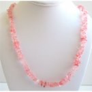 N084  Soothing Stylish Necklace Rose Pink Nuggets Accented Long Necklace