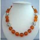 N356  Natural Amber Beads Jewelry Necklace Silver Bali Spacing Round Beads