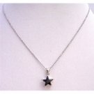 UNE216  Black Star Pendant Pendant Necklace Embedded w/ Immitation Jet Crystals Necklace