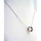 UNE215  Black Ring Pendant Necklace Embedded w/ Cubic Zircon Necklace