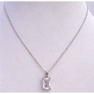 UNE218  Cubic Zircon Faceted Pendant Necklace