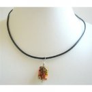 U140  Millefiori MultiColored Pendant w/ silver Bali Spacer