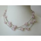 UNE092  Multi Strands Pink Faceted Beads Necklace Glass Beads Choker