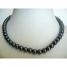 UNE024  Dark Grey Cultured Pearls Choker Necklace