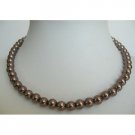 UNE022  Synthetic Pearls Choker Brown Color Necklace