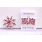 B296  Rose Pink Crystals Round Brooch With Matching Earrings New Combo