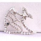 B203  Silver Fish Brooch Fully Decorated w/ Cubic Zircon & Black Eye