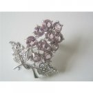 B099  Tree Brooch Pin Austrian Amethyst Crystals Tree Brooch Pin