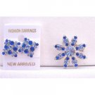 B303  Sapphire Crystals Round Brooch And Earrings Perfect For Dress/Ear Matching New Combo