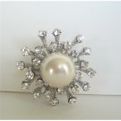 B053  Simulated Diamond w/ Pearls Stud Pin Brooch