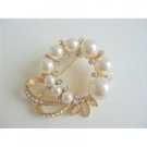 B017  Elegant Formal Pearls Golden Brooch Dress Pearls Cz Brooch