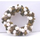 B113  Handcrafted Freshwater Pearls Brooch Pin w/ Tiger Eye Nugget Chip Stone Wedding Brooch