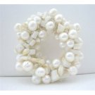 B112  Bridal Bridemaides Dress Brooch Handcrafted White Freshwater Pearls Brooch Pin Wedding Brooch