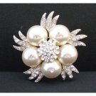 B304  Swarovski Ivory Pearls Brooch Genuine Swarovski Pearls Wedding Brooch w/Simulated Diamond