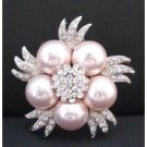 B310  Swarovski Rose Pearls Brooch Dainty Sleek Rose Pearls Brooch