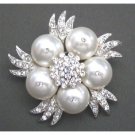 B313  White Pearls Brooch Bridal Wedding Bridemaids Swarovski White Pearls Brooch