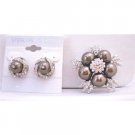 B292  Brown Stud Earrings w/ Swarovski Darkest Brown Pearls Brooch Chocolate Brown Pearls