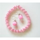 TB417  Pink Cat Eye Faceted Bead w/ Sterling Silver 92.5 Earrings & Bali Silver