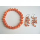 TB534  8mm Cat Eye Jewely Citrine Orange Pure Cat Eye Stretchable Bracelet & Earrings