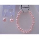 TB630  Pink Pearls Jewlery Bracelet Sterling Silver Hook Earrings