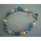 TB250  Genuine Swarovski Crystals & Pearls w/ Oxidized 7 inches Bracelets
