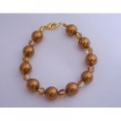 TB298  Swarovski Copper Crystals Pearls Bracelet New Handmade w/Gold Plated Clasp