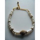 T240FreshWater Pearls in Button Shape w/ Rondells Gold Plated and Gold Plated Pendant Bracelet