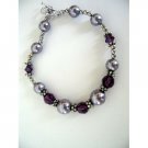 TB266  Bali Silver Bracelet w/ Genuine Swarovski Pearls & Crystals 7 inches Bracelet