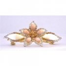 HA467 Flower Bridal Hand Painted Hair Barrette In Smoked Topaz & Golden Shadow Crystals