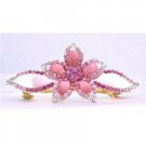 HA469  Bridal Head Piece Hand Painted With Light & Dark Pink Crystals Hair Clip