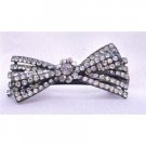 HA455 Hermitite Hair Barrette Encrusted w/ Black Diamond & Clear Rhinestones Bridal Hair Clip