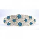 HA498  Blue Crystals Flower Prom Bridal Hair Jewlery Clear Crystals Bridal Hair Barrette