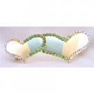 HA474  Valentine Gift w/ Heart Hair Barrette Hand Painted w/ Peridot Clear & Olivine Crystals