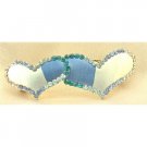 HA472  Heart Hair Barrette Painted w/ Aquamarine Clear & Erinite Crystals Prom Wedding Hair Clip