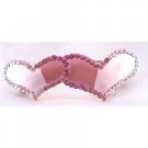 HA475 Heart Hair Clip Heart Hand Painted & Decorated w/ Fuschia Rose & Clear Crystals Hair Barrette
