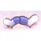 HA476  Hand Painted Heart Bridemaides Hair Barrette Sapphire Ametheyst Heart Fully Decorated