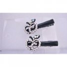 HA404  Simulated Diamond Apple Pair Hair Clamps Clip Sleek & Sparkling Clamps