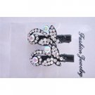 HA405  Butterfly Hair Clamp Clip Fully Embedded Simulated Diamond Pair Hair Clamps Clip