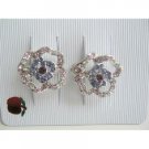 HA035  Flower Shades of Blue Amethyst Crystals Hair Barrette Clip