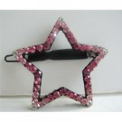 HA146  Rose Pink Crystals Star Hair Barrette Party Austrian Crystals Hair Clip